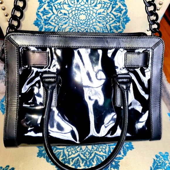 💟😯 -Michael Kors-Hamilton-Black on Black-Patent Matte Lock 🔐 Satchel bag - Picture 6 of 12